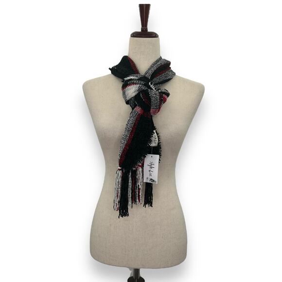 Macy's Style & Co Chenille Plaid Scarf with Fringe Holiday Tartan Rectangle NWT - Picture 15 of 16